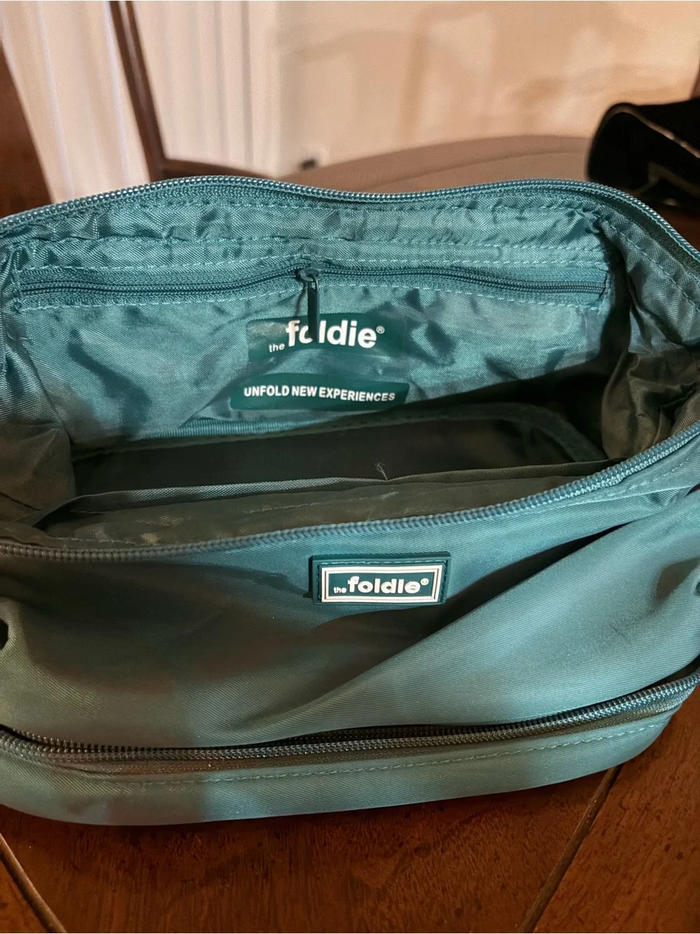 The Foldie teal bag